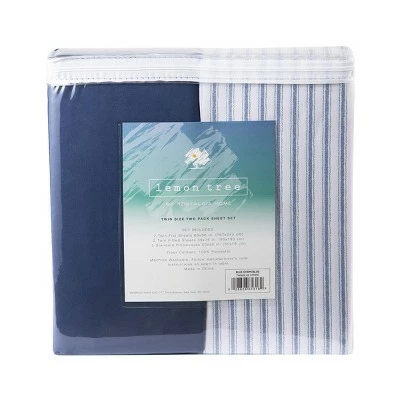 Budget π 2pk Sheet Set - Lemon Tree Blue/blue Stripe π 6 Budget π 2pk Sheet Set - Lemon Tree Blue/blue Stripe π - Image 6