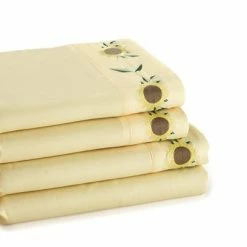 Wholesale ✨ The Lakeside Collection Lakeside Sunflower Embroidered Sheet Set - Rustic Farmhouse Pillowcases and Sheets 🎁 -Sheets & Pillowcases Sales Shop unnamed file 4689