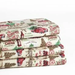 Top 10 ⌛ The Lakeside Collection Lakeside Flannel Christmas Truck Sheet Set with Vintage-Style Print, Pillowcases 🎁