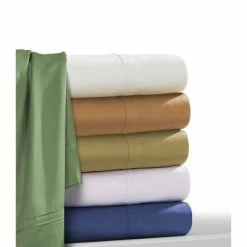 New ❤️ Long Staple Sateen Deep Pocket 4pc Solid Sheet Set 500 Thread Count - Tribeca Living® Cafe 😀