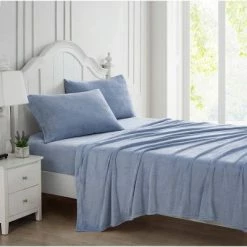Best deal 🧨 Plush Fleece Sheet Set - Laura Ashley Gray 🤩