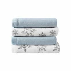 Best Sale 🔥 Plush Fleece Sheet Set - Eddie Bauer Tossed Snowflake 🌟 -Sheets & Pillowcases Sales Shop unnamed file 4951