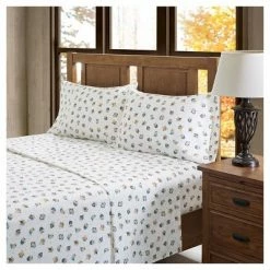 New ⌛ True North By Sleep Philosophy Flannel Sheet Set (Twin) Owl Sand 🔔