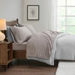New 😍 True North By Sleep Philosophy Micro Fleece Diamond Sheet Set Gray 🎉