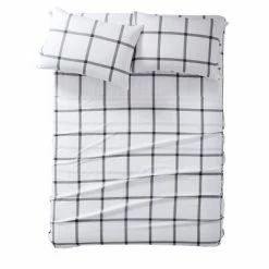 Budget ❤️ Printed Windowpane Sheet Set - Truly Soft Charcoal ⌛ -Sheets & Pillowcases Sales Shop unnamed file 5079