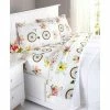 Buy 🔥 The Lakeside Collection Lakeside Floral Bicycle Sheet Set With Colorful, Vintage-Style Farmhouse Print 😍