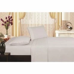 New 👍 Plazatex Vine Print 90GSM Brushed Microfiber Soft Wrinkle Free Sheet Set White ✨