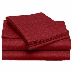 Best Sale ⌛ Plazatex Vine Print 90GSM Brushed Microfiber Soft Wrinkle Free Sheet Set Burgundy 🧨 -Sheets & Pillowcases Sales Shop unnamed file 5203