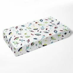 Budget 😀 Bacati - Airspace Aqua Navy Red Lime Orange 100 percent Cotton Universal Baby US Standard Crib or Toddler Bed Fitted Sheet 🤩