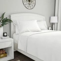 New 🎁 Hastings Home King Size Brushed Microfiber 4 Piece Bed Sheet and Linen Set with Stain Resistant Fitted and Flat Sheets - White ❤️