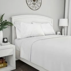 Top 10 🧨 Hastings Home Full Size Brushed Microfiber 4 Piece Embossed Checkered Bed Sheet and Linen Set with Stain Resistant Fitted and Flat Sheets - White 🧨