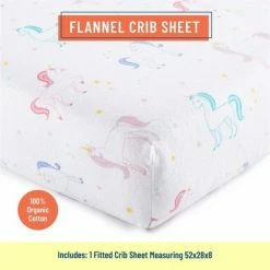 Discount 🎁 WildKin Unicorn 100% Organic Cotton Flannel Fitted Crib Sheet 👏
