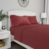 Outlet ✨ Hastings Home Full Size Brushed Microfiber 4 Piece Embossed Checkered Bed Sheet and Linen Set with Stain Resistant Fitted and Flat Sheets - Burgundy ❤️