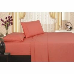 Cheapest 🔔 Plazatex Vine Print 90GSM Brushed Microfiber Soft Wrinkle Free Sheet Set Orange 🤩