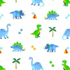 Hot Sale 😀 WildKin Dinosaur Land 100% Organic Cotton Flannel Sheet Set - Toddler ⭐