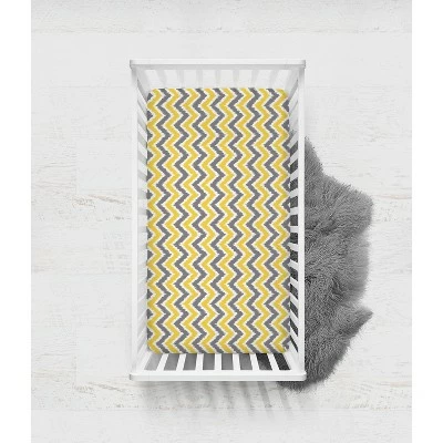 Flash Sale π Bacati - Chevron Ikat Yellow Gray 100 percent Cotton Universal Baby US Standard Crib or Toddler Bed Fitted Sheet π 2 Flash Sale π Bacati - Chevron Ikat Yellow Gray 100 percent Cotton Universal Baby US Standard Crib or Toddler Bed Fitted Sheet π - Image 2