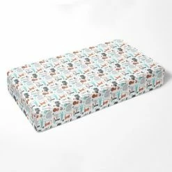 Wholesale โ Bacati - Safari Animals Allover Print Aqua Orange Gray 100 percent Cotton Universal Baby US Standard Crib or Toddler Bed Fitted Sheet ๐งจ