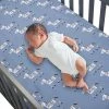 Hot Sale 🤩 Lambs & Ivy Signature Zebra Blue Organic Cotton Breathable Fitted Crib Sheet 🎉