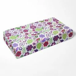 Hot Sale ⭐ Bacati - Botanical Floral with Birds Purple Multicolor 100 percent Cotton Universal Baby US Standard Crib or Toddler Bed Fitted Sheet 👍
