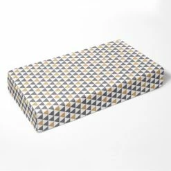 New ๐ฏ Bacati - Triangles Gray Beige 100 percent Cotton Universal Baby US Standard Crib or Toddler Bed Fitted Sheet ๐ฏ
