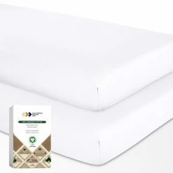 New 😀 100% Organic Cotton Cool Percale Weave Crib Fitted Sheet - Set of 2 by California Design Den ⭐ -Sheets & Pillowcases Sales Shop unnamed file 833