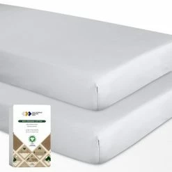 New 😀 100% Organic Cotton Cool Percale Weave Crib Fitted Sheet - Set of 2 by California Design Den ⭐ -Sheets & Pillowcases Sales Shop unnamed file 834