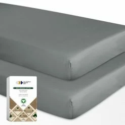 New 😀 100% Organic Cotton Cool Percale Weave Crib Fitted Sheet - Set of 2 by California Design Den ⭐ -Sheets & Pillowcases Sales Shop unnamed file 836