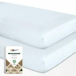 New 😀 100% Organic Cotton Cool Percale Weave Crib Fitted Sheet - Set of 2 by California Design Den ⭐ -Sheets & Pillowcases Sales Shop unnamed file 837
