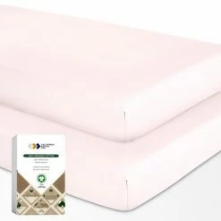 New 😀 100% Organic Cotton Cool Percale Weave Crib Fitted Sheet - Set of 2 by California Design Den ⭐ -Sheets & Pillowcases Sales Shop unnamed file 839