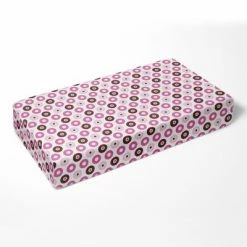 Best Sale 🎉 Bacati - Mod Dots Pink Fuschia Beige Chocolate 100 percent Cotton Universal Baby US Standard Crib or Toddler Bed Fitted Sheet 🔔