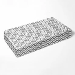 Deals ⌛ Bacati - Chevron Ikat Gray Steel 100 percent Cotton Universal Baby US Standard Crib or Toddler Bed Fitted Sheet 🎁