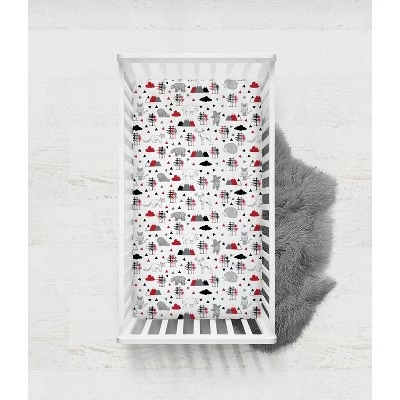 Promo π Bacati - Woodland Animals Red Black Gray Printed 100 percent Cotton Universal Baby US Standard Crib or Toddler Bed Fitted Sheet π 2 Promo π Bacati - Woodland Animals Red Black Gray Printed 100 percent Cotton Universal Baby US Standard Crib or Toddler Bed Fitted Sheet π - Image 2