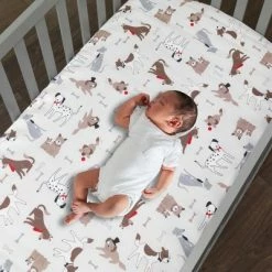 Buy 🤩 Lambs & Ivy Bow Wow Dog/Puppy Breathable 100% Cotton Baby Fitted Crib Sheet 👏