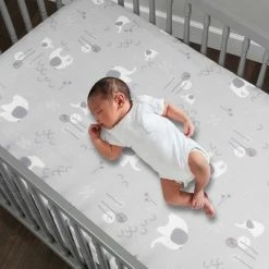 Deals 🌟 Bedtime Originals Elephant Love Gray/White Baby/Toddler Fitted Crib Sheet 🔥